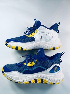 Under Armour Curry 3Z24 Blue White Yellow Basketball Shoes #3027626-400 Men’s:12